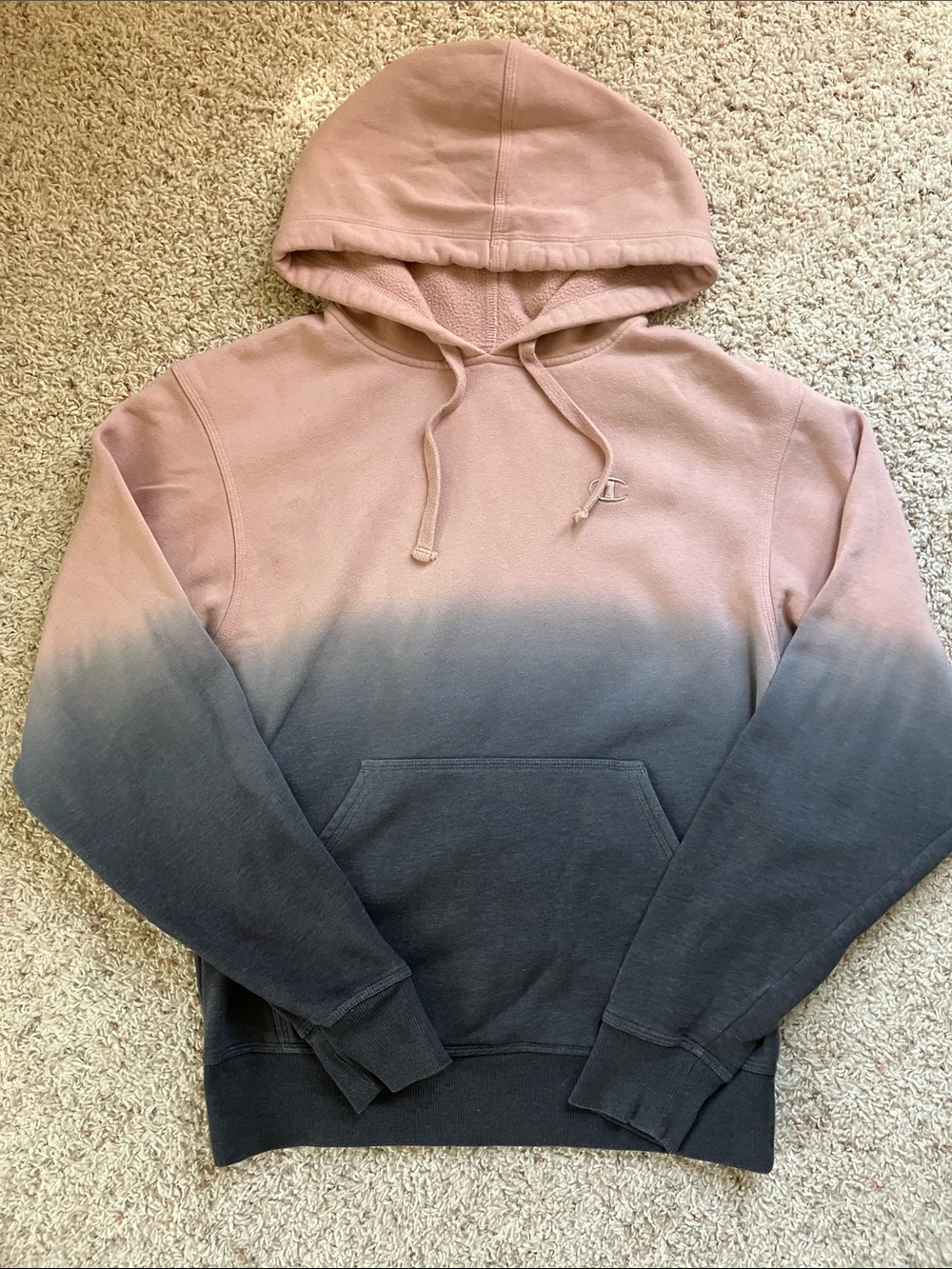 Champion Men's Pink and Gray Ombre Hoodie